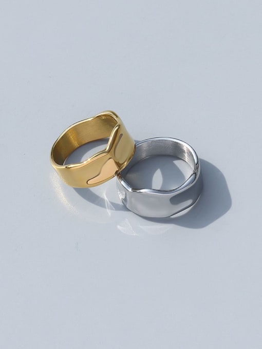MAKA Titanium 316L Stainless Steel Geometric Minimalist Band Ring with e-coated waterproof 2