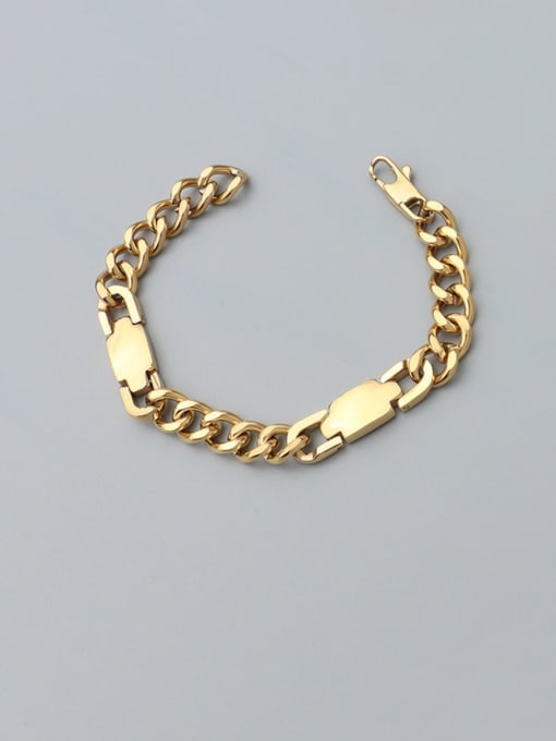 Gold bracelet 17cm Titanium 316L Stainless Steel Geometric Chain Artisan Link Bracelet with e-coated waterproof