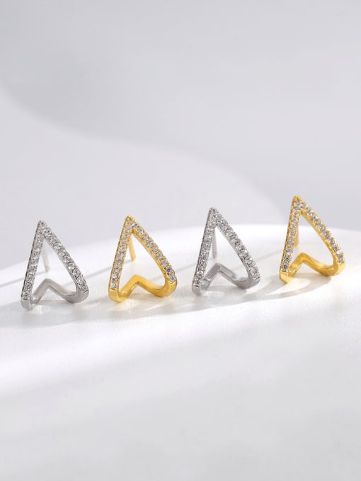 Clioro Brass Cubic Zirconia Triangle Minimalist Stud Earring 0