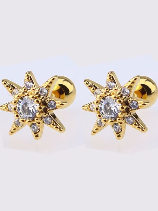 Golden sun Earrings Brass Cubic Zirconia Heart Dainty Single Earring