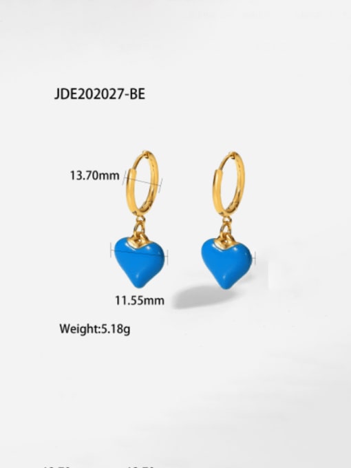 JDE202027 BE Stainless steel Enamel Heart Vintage Huggie Earring