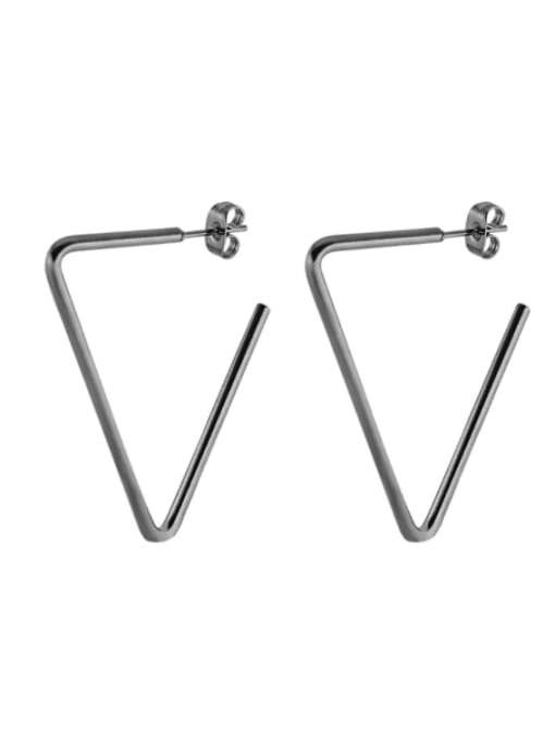 Triangular black (40mm pair) Titanium Steel Geometric Minimalist Huggie Earring