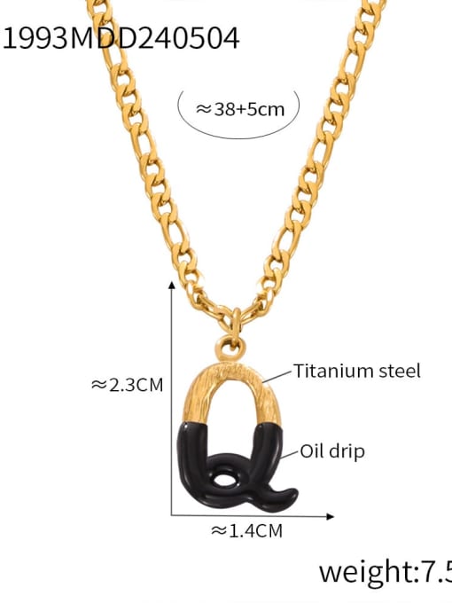 P1993 Gold Black Necklace Q Titanium Steel Letter Hip Hop Necklace