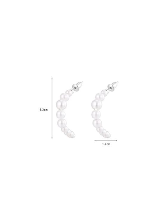 Clioro Brass Imitation Pearl Geometric Dainty Stud Earring 3