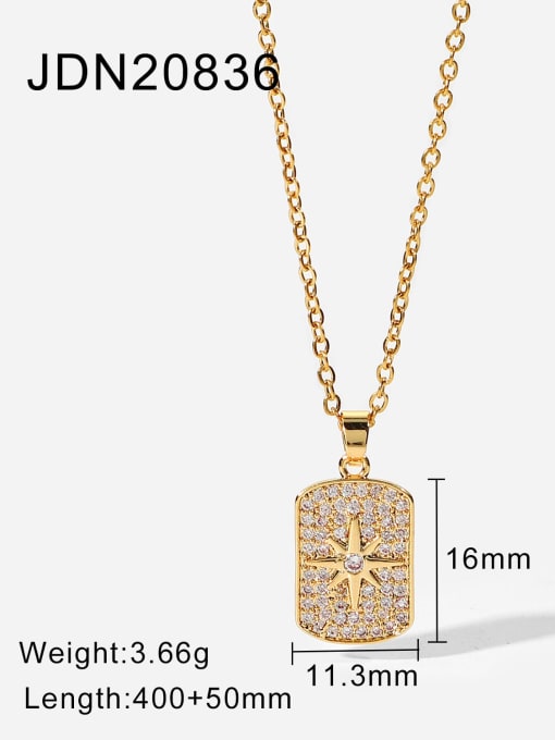 JDN20836 Stainless steel Cubic Zirconia  Vintage  Rectangle Pendant Necklace