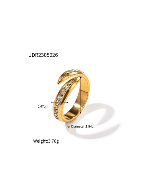 J&D Stainless steel Cubic Zirconia Geometric Dainty Band Ring 2