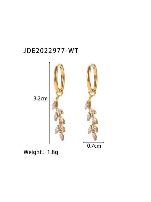 J&D Stainless steel Cubic Zirconia Leaf Dainty Stud Earring 1