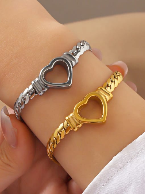 J$L  Steel Jewelry Stainless steel Heart Minimalist Link Bracelet 1