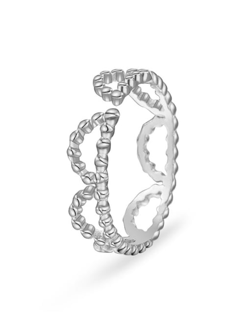 Silver Fine hollow lace stainless steel ring