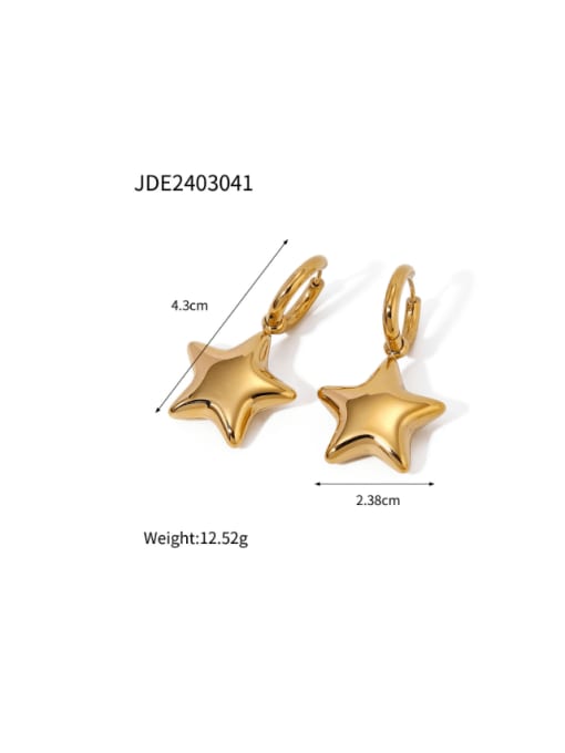 JDE2403041 gold Stainless steel Pentagram Hip Hop Huggie Earring