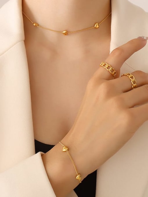 MAKA Titanium Steel Minimalist Heart Bracelet and Necklace Set 3