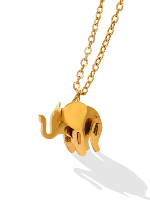 P587  gold 40+ 5cm Titanium Steel Cute  Elephant Pendant Necklace