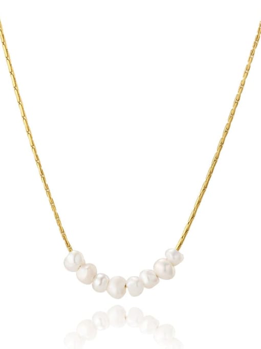 SN22041901 Stainless steel Freshwater Pearl Geometric Necklace