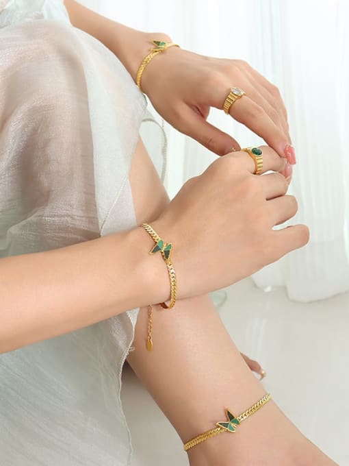 MAKA Dainty Butterfly Titanium Steel Enamel bracelet anklet jewelry set 1