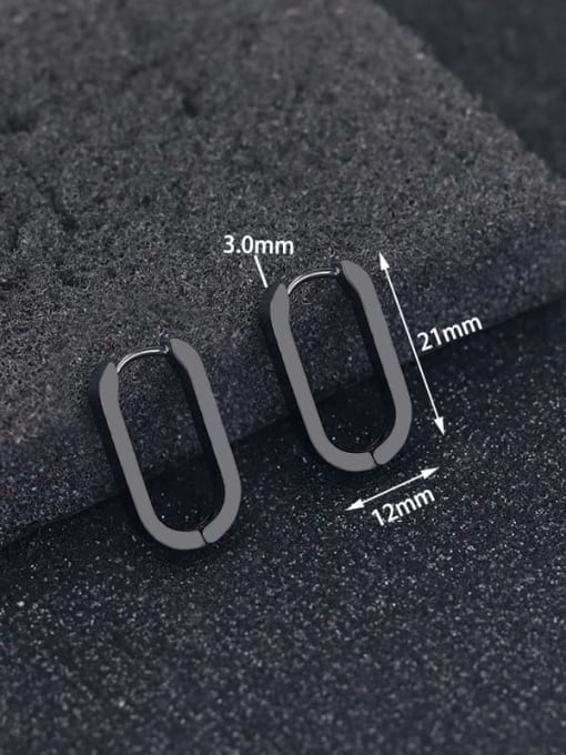 U-shaped 21mm black one Stainless steel Geometric Minimalist Single Earring(Single-Only One)