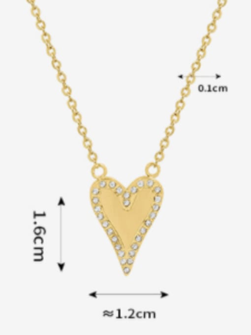 MAKA Titanium Steel Rhinestone Heart Minimalist Necklace 4