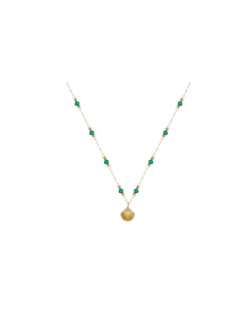 K.Love Titanium Steel Bead Green Locket Dainty Necklace 0