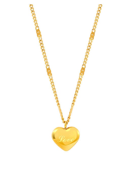 K.Love Titanium Steel Heart Letter Minimalist Necklace 0