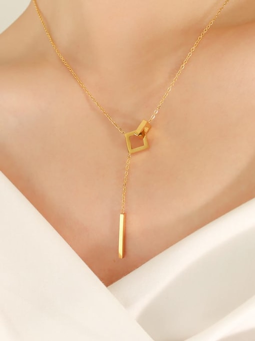 Gold necklace 40+ 5cm Titanium Steel TasseL Minimalist Lariat Necklace