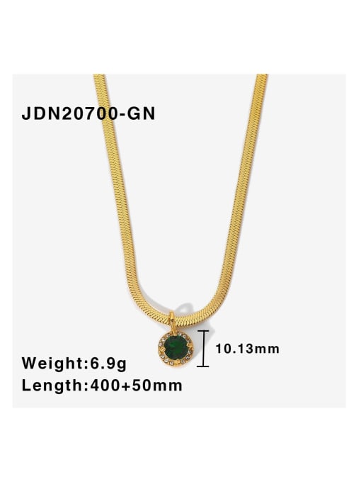 JDN20700 GN Stainless steel Cubic Zirconia Round Trend Cuban Necklace