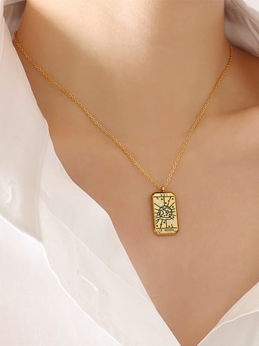 P246 world gold necklace 40 +5cm Titanium Steel Enamel Geometric Vintage Necklace