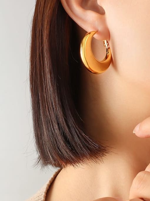 F231 3cm gold earrings pair Titanium Steel Geometric U Shape Minimalist Huggie Earring