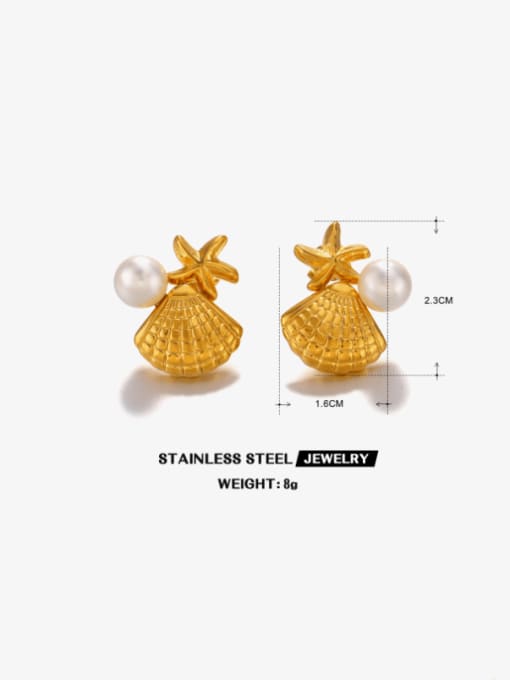 Exquisite Shell Earrings in Gold Stainless steel Hip Hop Star Ring And Earring Set