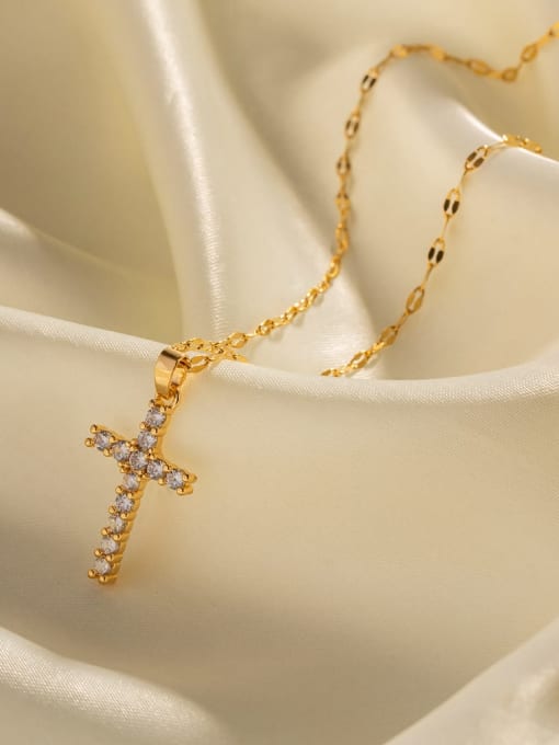 J&D Stainless steel Cubic Zirconia Cross Vintage Necklace 1