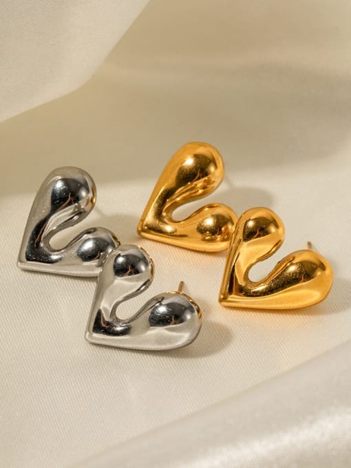 J&D Stainless steel Heart Dainty Stud Earring 2