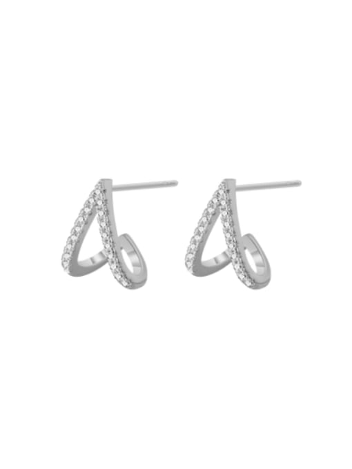 Clioro Brass Cubic Zirconia Triangle Minimalist Stud Earring 3