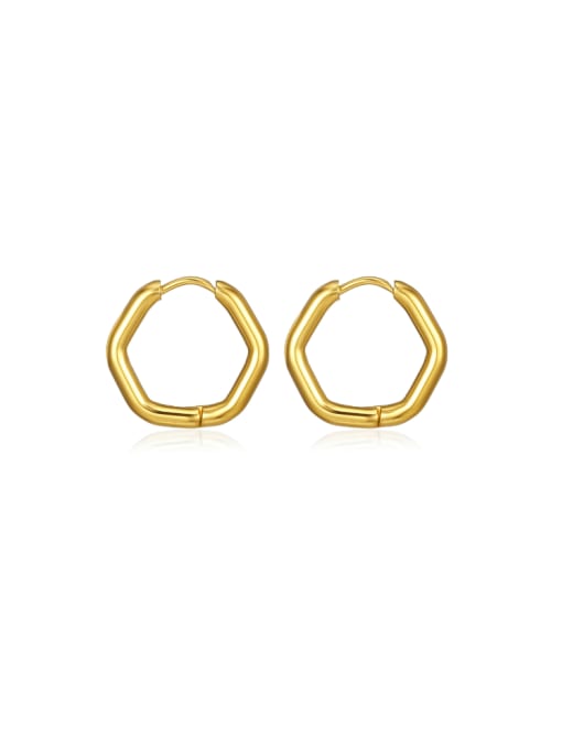 Gold hexagonal earrings Stainless steel Hexagon Minimalist Huggie Earring