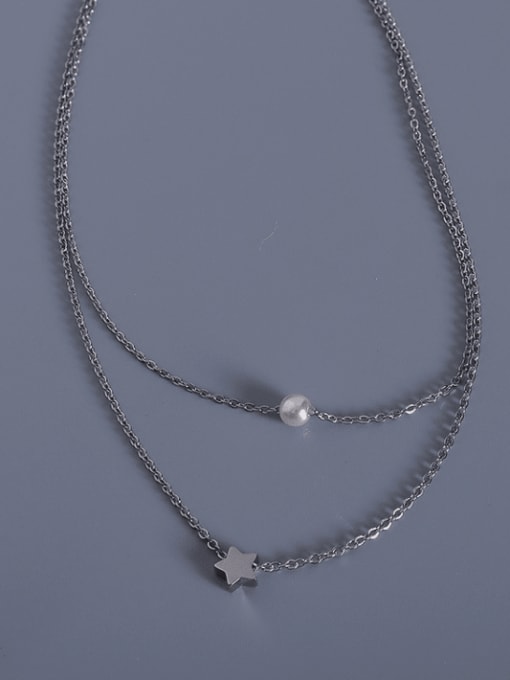MAKA Titanium 316L Stainless Steel Star Minimalist Multi Strand Necklace with e-coated waterproof 2