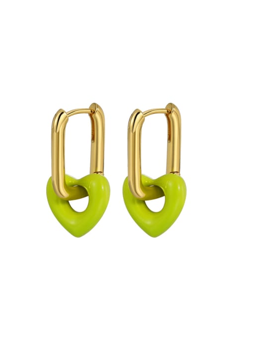 Clioro Brass Enamel Heart Minimalist Huggie Earring 4
