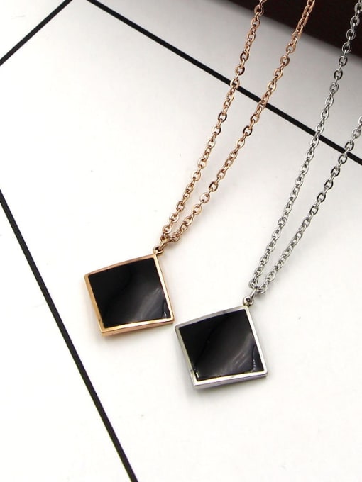 K.Love Titanium Enamel Square Trend Necklace 0