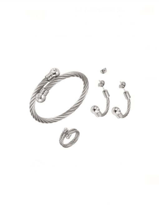 SONYA-Map Jewelry Stainless steel Cubic Zirconia Hip Hop Irregular Ring Earring And Bracelet Set 1