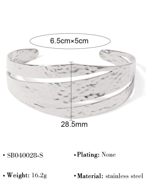 SB040028 S Titanium Steel Geometric Trend Cuff Bangle