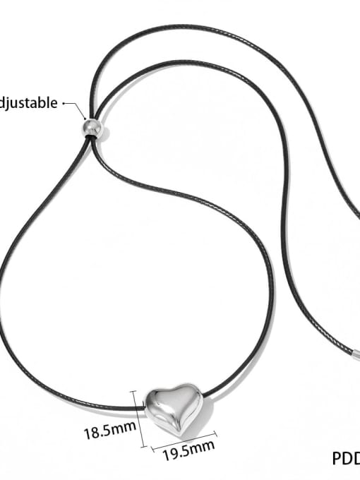 PDD961 Stainless steel Microfiber Leather Heart Trend Necklace