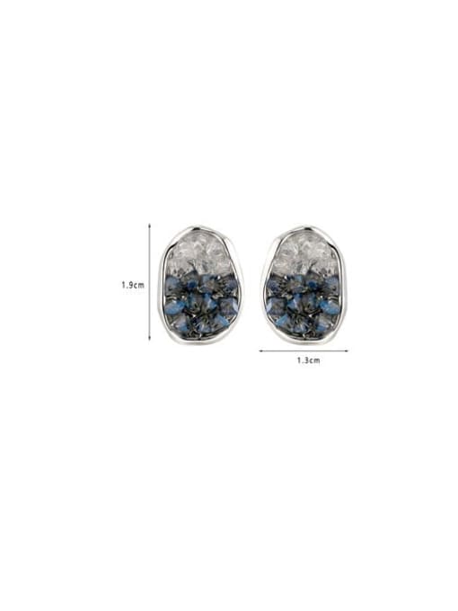 QJM Brass Natural Stone Oval Trend Stud Earring 3
