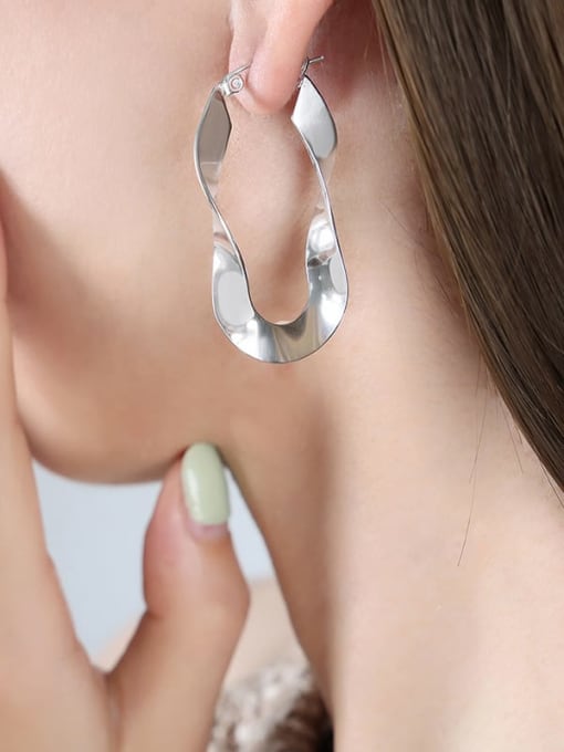 F841 Steel Color Earrings Titanium Steel Geometric Trend Hoop Earring