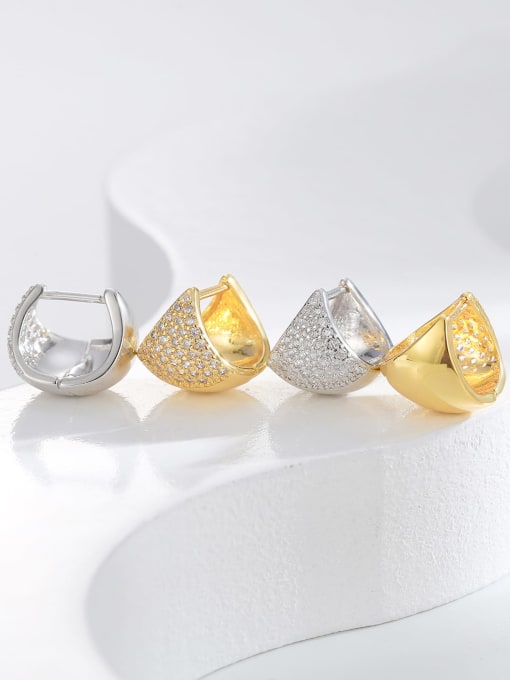QJM Brass Cubic Zirconia Geometric Trend Stud Earring 2