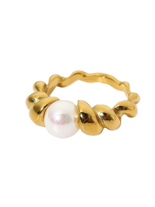 J&D Stainless steel Freshwater Pearl Dainty Band Ring 0
