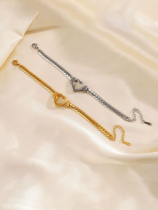 J$L  Steel Jewelry Stainless steel Heart Minimalist Link Bracelet 2
