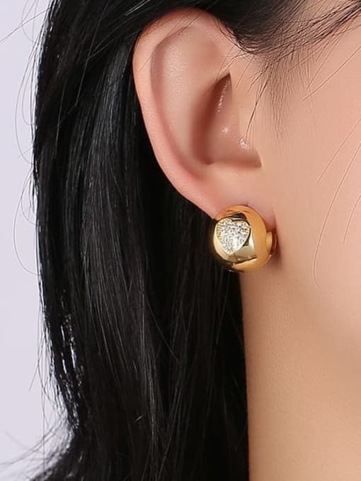 Clioro Brass Cubic Zirconia Geometric Vintage Stud Earring 2