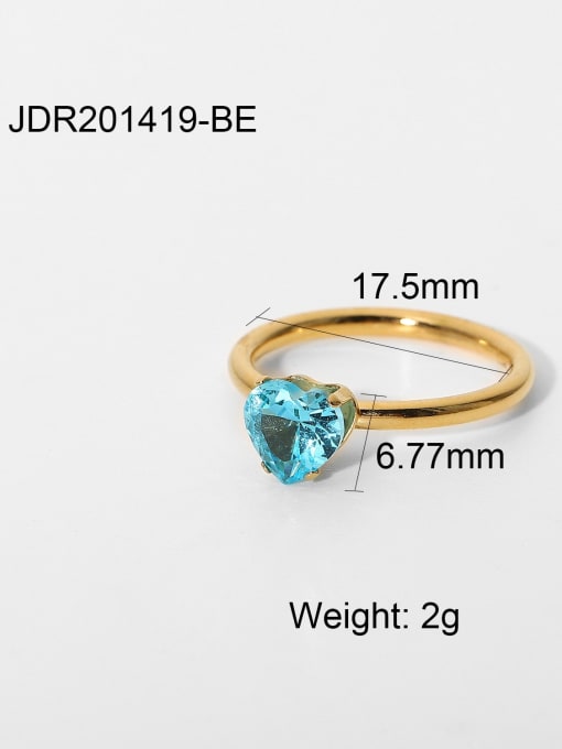 JDR201419 BE 7 Stainless steel Cubic Zirconia Green Heart Dainty Band Ring