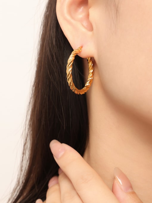 F1421 Gold Earrings Titanium Steel Geometric Minimalist Hoop Earring