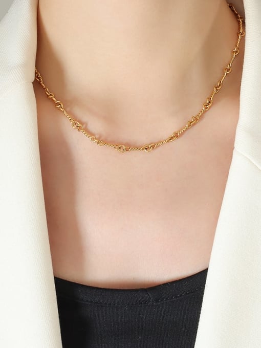 P1190 gold necklace 40 +5cm Trend Geometric Titanium Steel Bracelet and Necklace Set
