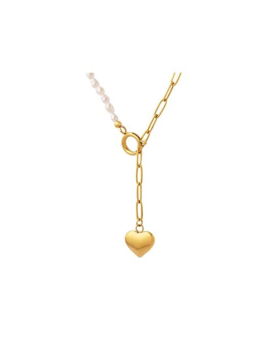 MAKA Titanium Steel Heart Trend Lariat Necklace