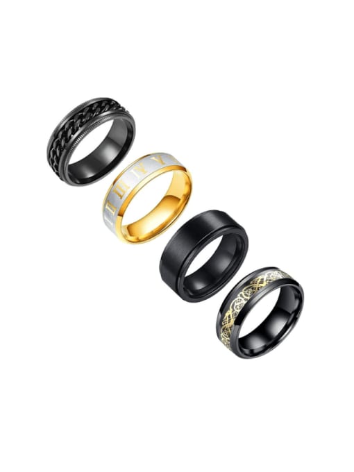 SM-Men's Jewelry Stainless steel Geometric Hip Hop Stackable Men'S Ring Set 2