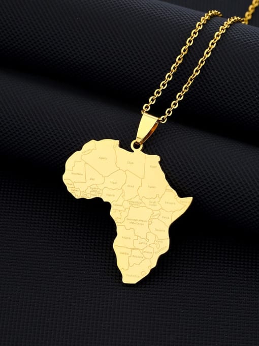 Gold O-chain Titanium Steel Medallion Ethnic  Africa Nigeria Ghana Somalia Necklace