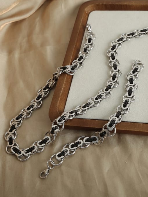 MAKA Titanium Steel  Hip Hop Irregular Bracelet and Necklace Set 1
